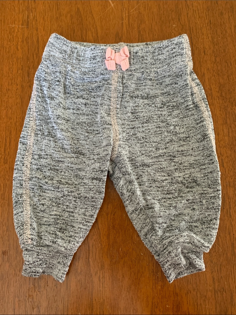 🍓3/$10 George Gray Marled Joggers with Pink Bow Accent size 0-3m